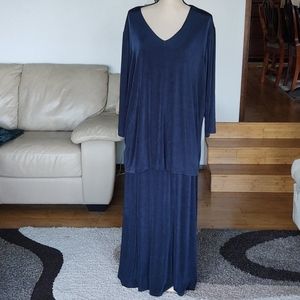 Citiknits Top Skirt Set 2X Teal Slinky Travel